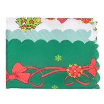 Toalha de Mesa Natal Branco com Renas e Borda Verde 150X220 CM