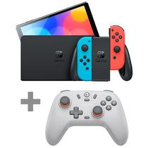 Console Portatil Nintendo Switch Oled JP de 7.0" com 64GB + Controle Sem Fio Gamesir Nova Lite T4N - Ash Gray