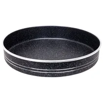 Assadeira Redonda de Granito Preto - 34 CM