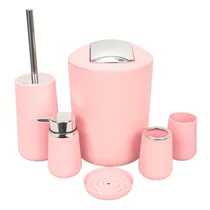 Ogo de Banho Em Porcelana com Detalhes Cromados 6 Peças - Rosa