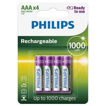 Pilhas Recarregaveis Philips AAA R03B4RTU10/9 1000MAH - 4 Unidades