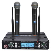 Sistema de Microfone Sem Fio Megastar MIC5539PRO com 2 Microfones Bivolt - Preto