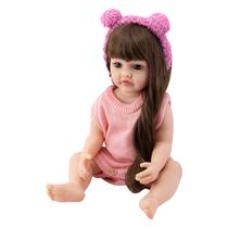 Boneca Baby Reborn V-64 - 55CM - Silicone - Roupa Rosa