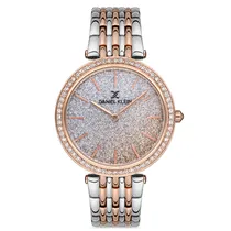 Relógio Analógico Feminino Daniel Klein DK.1.12687-5 Premium Ladies / Pulseira de Aço Inoxidável - Prata/Rose Gold Glitter