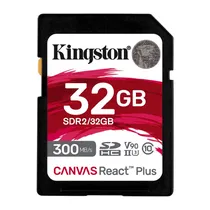 Cartao de Memoria SD Kingston Canvas React Plus U3 C10 V90 32GB - SDR2/32GB