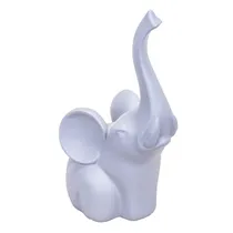 Estátua de Elefante Decorativa de Resina 25 CM Cinza