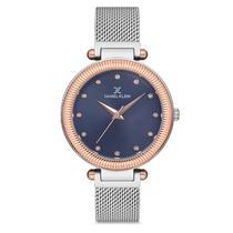 Relogio Analogico Feminino Daniel Klein DK.1.12709-6 Premium Ladies / Pulseira de Malha - Prata/Rose Gold