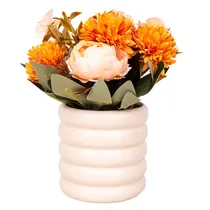 Floral Decorativo Artificial Em Vaso Preto com Flores Amarelo