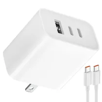 Carregador Tomada Xiaomi A07ZMUS 2C1A USB / USB-C / 67W - Branco + Cabo USB / USB-C