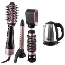 Kit Quanta - Escova Secadora QTKCS7001 - 4 Em 1 - 1300W + Jarra Elétrica Krab KB2L - 1500W - 2L