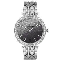 Relógio Analógico Feminino Daniel Klein DK.1.12687-1 Premium Ladies / Pulseira de Aço Inoxidável - Prata/Preto Glitter