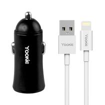 Carregador Veicular Yookie PC1 - 2X USB - com Cabo USB Lightning - 2.4A - Preto