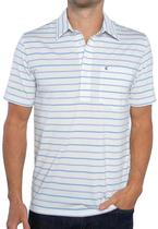 Outlet Camisa Polo Criquet Branco-Roxo-Azul Masculina