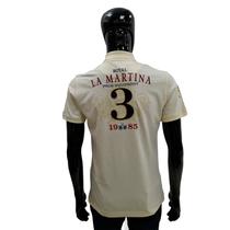 Camiseta La Martina Polo Masculino Eq.KMP606 04 Royal Branco