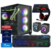 PC Montado Gamer Intel Core i5 12400F de 2.5GHZ 16GB de Ram / 500GB SSD / Radeon RX6600 8GB + Kit Gamer - Preto