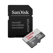 Cartão de Memoria Micro SD de 64GB Sandisk Ultra 100MB/s Classe 10 SDSQUNR-064G-GN3MA - Cinza/Branco