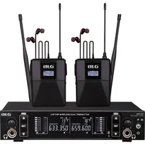 Sistema de Monitor In-Ear BLG UM-22 Sem Fio Uhf - Preto 3 Peças