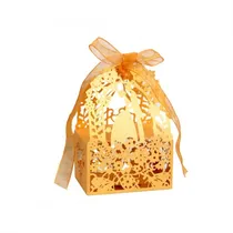 Caixas de Lembrancinhas para Festa Noivos T12 Dourado 25PCS