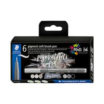 Marcador Rotulador Staedtler Pigment Arts Soft Brush Pen Grey Colours 372 C6 6 Unidades