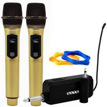 Microfone Sate A-MK1202 Wireless Kit 2 Mic Gold