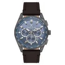 Relógio Analógico Masculino Daniel Klein DK.1.13902-4 Exclusive Gents / Pulseira de Couro Genuino - Azul/Preto/Marrom