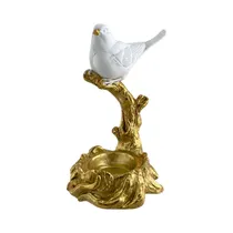 Figura Decorativa de Ave Santini 201-6400010 15 CM Dorado - Blanco