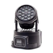 Canhao Refletor Mini LED Moving Head CR18 com 18 Leds Bivolt - Preto