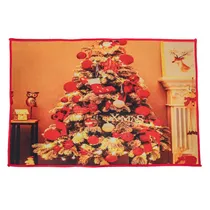 Tapete Natalino Decorativo 38X58 CM com Estampas de Enfeites de Natal