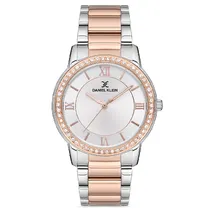 Relógio Analógico Feminino Daniel Klein DK.1.12698-4 Premium Ladies / Pulseira de Aço Inoxidável -Prata/Rose Gold