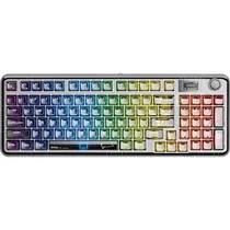 Teclado Gamer Mecânico Aula F-NB98 98% RGB Sem Fio Switch Snow Plume - Preto Transparente (Inglês)