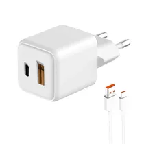 Carregador / Adaptador de Parede 67W MDY-M13-Ef Dual Port (USB-A - USB-C) + Cabo USB-A - USB-C - Branco
