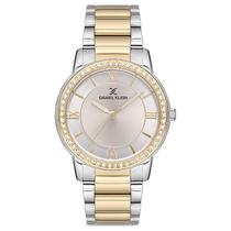 Relogio Analogico Feminino Daniel Klein DK.1.12698-3 Premium Ladies / Pulseira de Aco Inoxidavel - Prata/Dourado