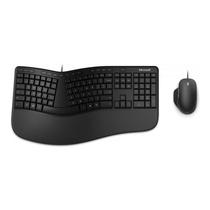 Teclado com Mouse Microsoft USB Ergonomico Desktop Espanhol Preto - RJU-00003