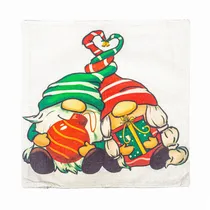 Capa de Travesseiro Natalina 43X43CM com Design de Gnomos com Brinde