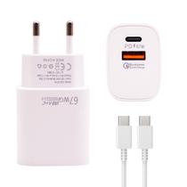 Carregador / Adaptador de Parede 67W PD USB-A / USB-C + Cabo USB-C / USB-C - Branco