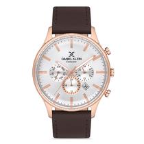 Relogio Analogico Masculino Daniel Klein DK.1.12753-6 Exclusive Gents / Pulseira de Couro Genuino - Marrom/Rose Gold