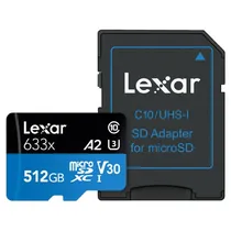 Cartão Micro SD Lexar Play de 512GB 633X 100MB/s C10 2X1