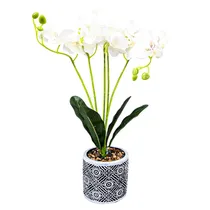 Orquídea Artificial Branca Em Vaso – Flor Decorativa Sintética Elegante