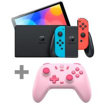 Console Portatil Nintendo Switch Oled JP de 7.0" com 64GB + Controle Sem Fio Gamesir Nova Lite T4N - Blush Pink