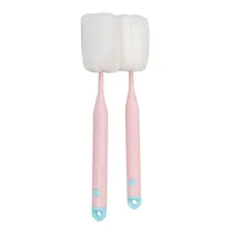 Escova Esponja para Garrafas e Copos Rosa