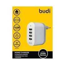 Budi Carregador de Parede 4 USB Ports 2.4A Branco