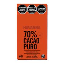 Barra Chocolate Havanna 70% Cacau com Amendoas 80G