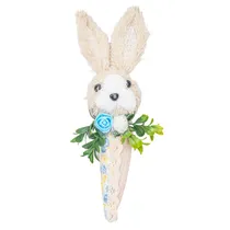 Enfeite Pendente de Páscoa Coelho com Flor Azul 25 X 8 CM