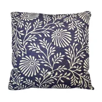 Capa de Almofada Desenho de Flores Azul Escuro