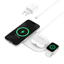 Carregador Wireless Belkin WIZ022VFWH 3 Em 1 / 15W Magsafe QI2 iPhone / Watch / Airpod / 15W - Branco