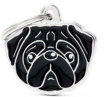 Medalha de Identificacao Myfamily Friends Cao Pug Preto MF18NBLACK