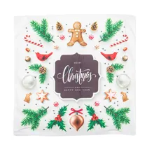Capa de Almofada de Natal 43X43CM com Estampa de Biscoito de Gengibre e Ramos Branco