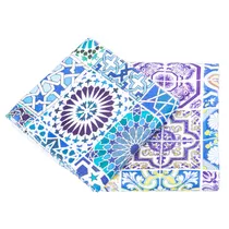 Pano Copa Branco Mandalas Azul/Dourado