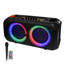 Caixa de Som / Speaker Prosper P-1424 com Microfone / 4" X2 / Bluetooth / USB / FM - Preto