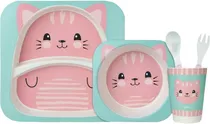 Kit Refeição Em Bambu Gatinho Buba - 13209